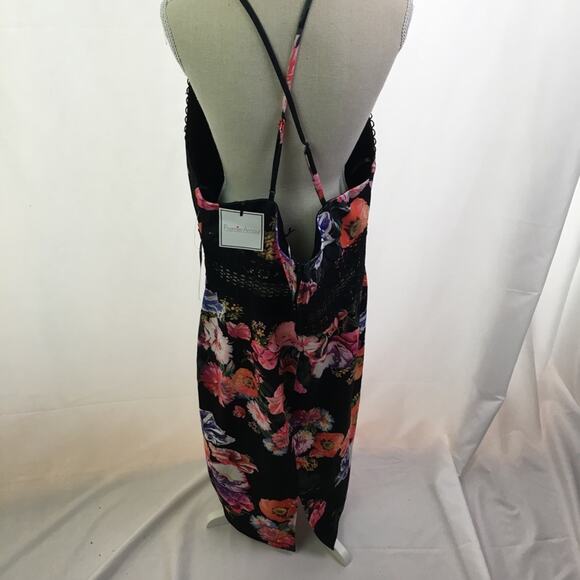 Premier Amour Floral Dress Black Red Yellow 14 - Picture 5 of 13